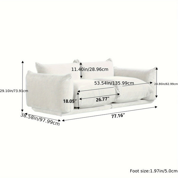 Modern Chenille Loveseat Mid-Century Modern Chenille Loveseat | Upholstered Beige Sofa for Living Room, Apartment, Office