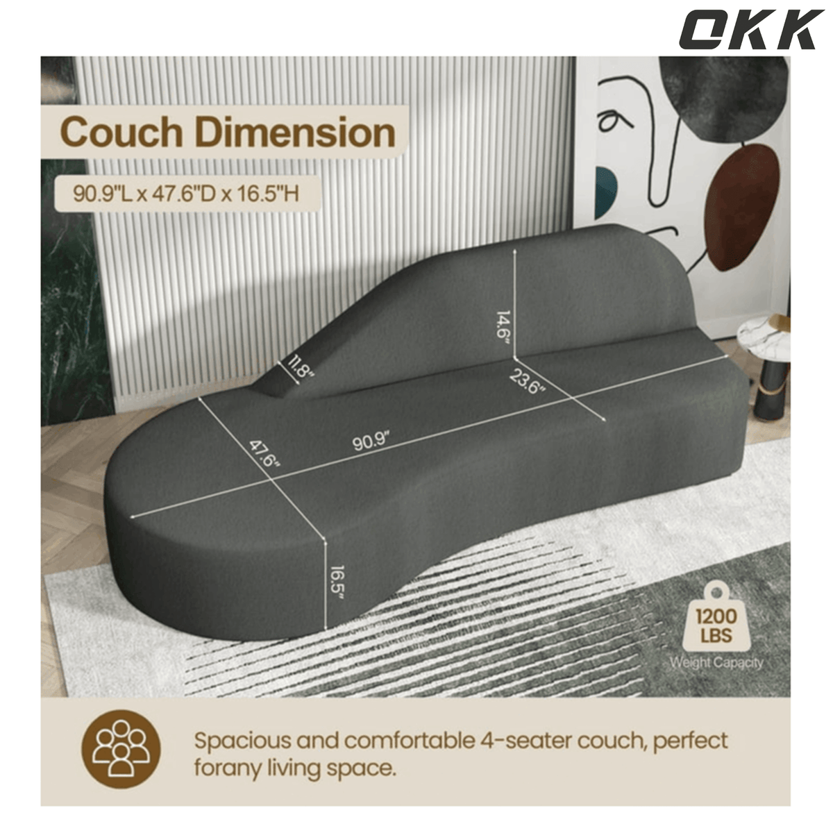 Modern Curved Sectional Sofa - Plush Cream Luxury Couch, Extra Comfort Large Loveseat with Storage, Minimalist Design for Small Space, Living Room, Apartment, and Home Theater