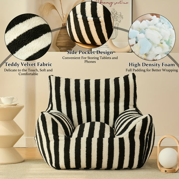 Giant Bean Bag Chairs For Adults With Filling Plush Fluffy Bean Bag Single Sofa And Loveseat With Armrest, Lounge Lazy Floor BeanBag Chair, Cozy Fluffy Couch For Living Room, Bedroom & Dorm