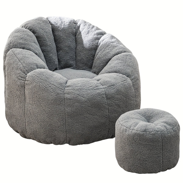 LAMERGE Beanbag Chairs with Foot Stools, Soy Bag Chairs And Foot Stools, Indoor Recliners, Comfortable And Lazy Sofa Chairs And Foot Stools, Reading Chairs for Living Rooms, Bedrooms, Essential Home Furnishings for Home Relaxation