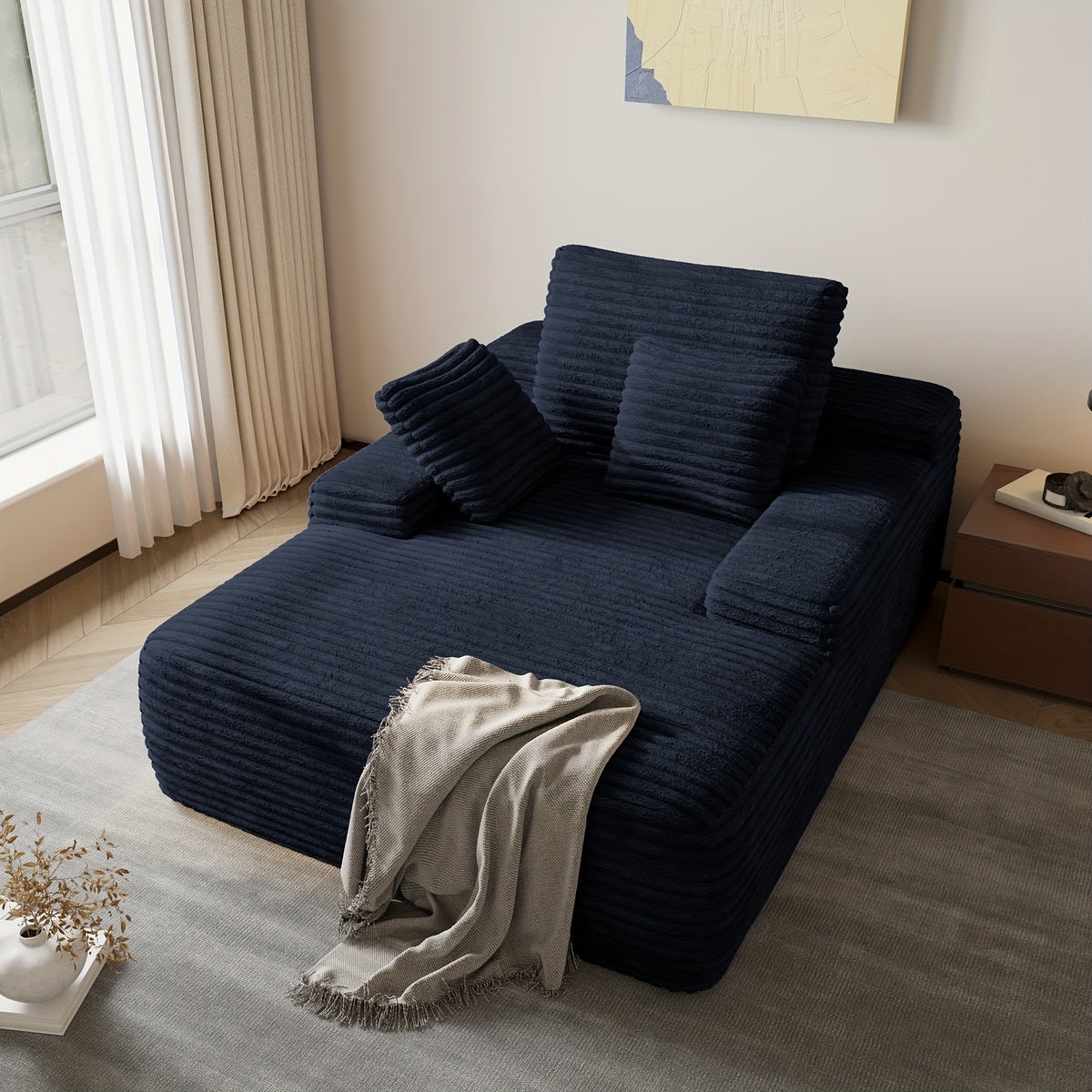 Oversized Accent Chair With Ottoman, Modern Corduroy Single Sofa Chair Modular Sectional Sleeper Cloud Couch With Chaise Lounge For Living Room Office Apartment, Suitable For Christmas\u002FHalloween