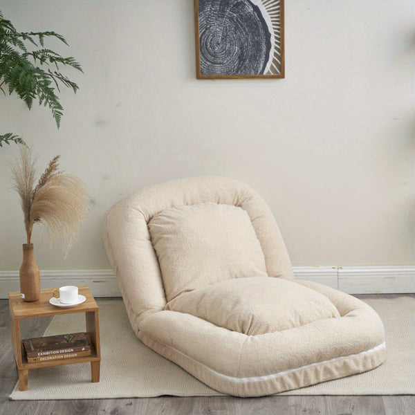 Ergonomic Tri-fold Sofa Bed Ultra Comfortable Adjustable Floor Chair With Soft Fabric, Perfect For Relaxing, Reading Or Napping, Space Saving Sofa Bed For Office Study Room Living Room Bedroom, Beige