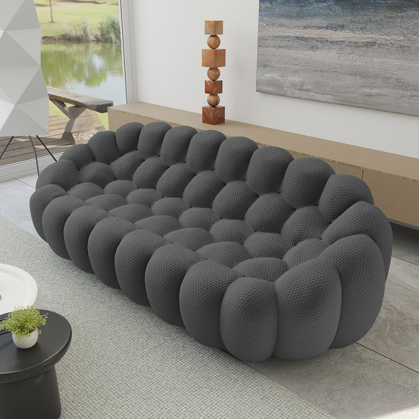 Modern Oversized Bean Bag Sofa with Ottoman - 3D Knitted Fabric, Orange, Football-Shaped Design, No Assembly Required, 700 lbs Load Capacity, Perfect for Contemporary Living Rooms, Sofa for Living Room