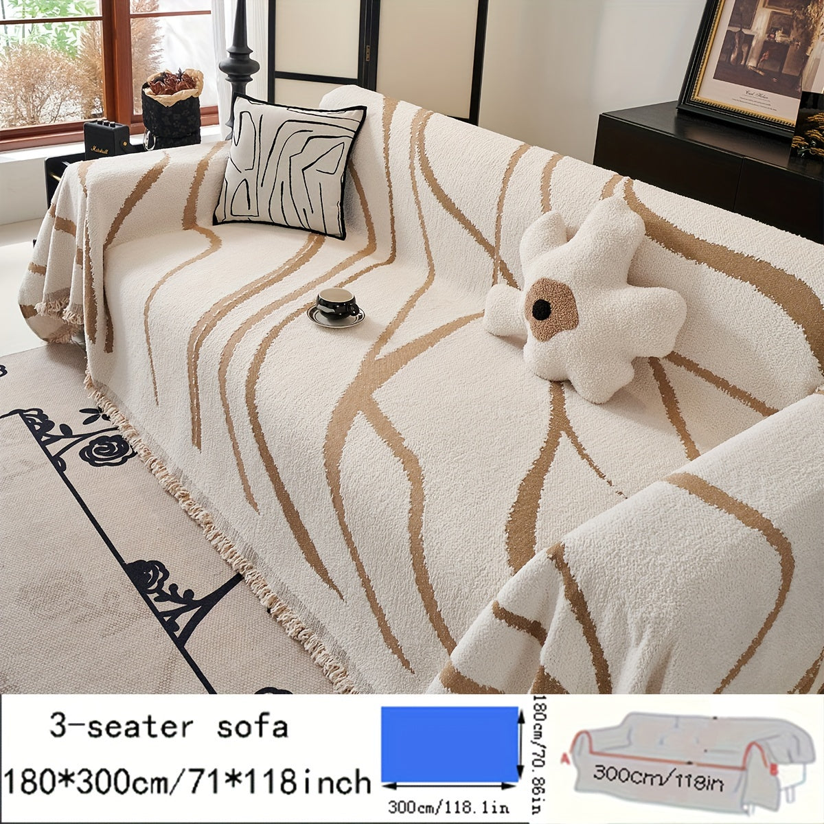 One Piece of Thickened Polar Velvet Sofa Towel, Suitable for All Seasons, Pet Friendly, Anti-Cat Scratch, Dust Protection, Cushion Cover, Can Be Used as Office Resting Blanket, Nap Blanket, Shawl, Suitable for Kitchen and Living Room Sofa Cover