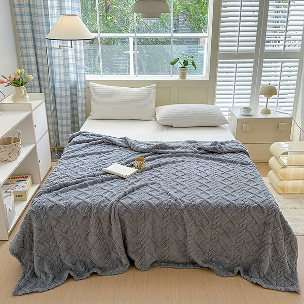 1pc Extra Thick Plush Fleece Blanket - Ultra Soft Luxury Bedspread\u002FThrow - All-Season Couch, Bed, Travel - Beige, Brown, Gray, Blue, Green, Pink, Black, White, - Elegant Home Decor in Neutral Tones - Cozy Warmth for Modern Interiors - Lamb Fleece wit