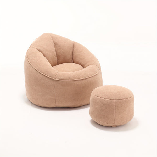 Bean Bag Chair With Ottoman, Comfy Bean Bag Sofa Chair, High Pressure Foam Lazy Sofa, Modern Accent BeanBag Chairs For Living Room, Bedroom