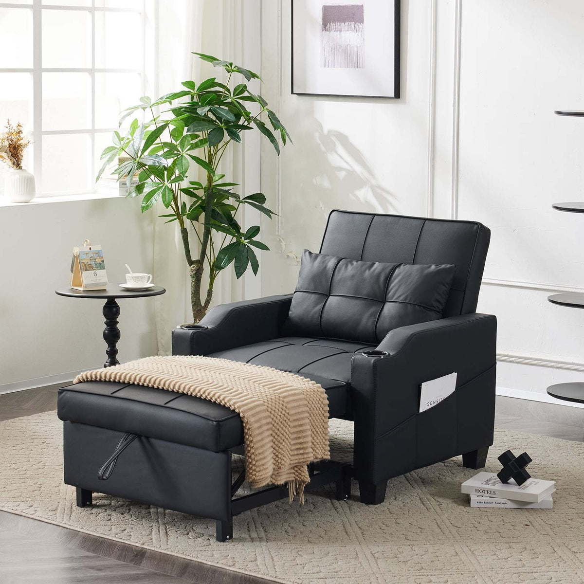 LEADZM 3-in-1 Modern Sleeper Sofa | Single | Sofa Bed Convertible | Living Room | Modern