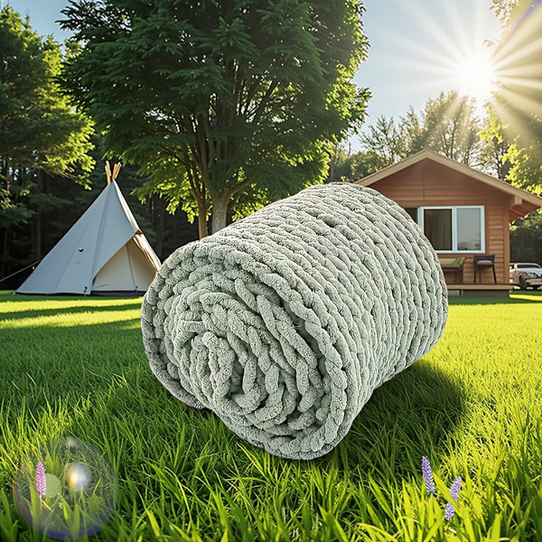 Extra Large 50x60 Inches Thick Knitted Blanket - Heavy Duty All-Season Soft Indoor\u002FOutdoor Throw for Camping, Home, Sofa, Bed - Machine Washable Cozy Blanket for Christmas, Mother's Day, Thanksgiving Gifts - Non-Electric Warmth, Camping Warmth, Decor