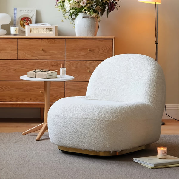 Modern Style Single Sofa Chair, 360-Degree Rotating Leisure Sofa with Metal Base, Suitable for Bedroom, Living Room, Apartment Reading Sofa