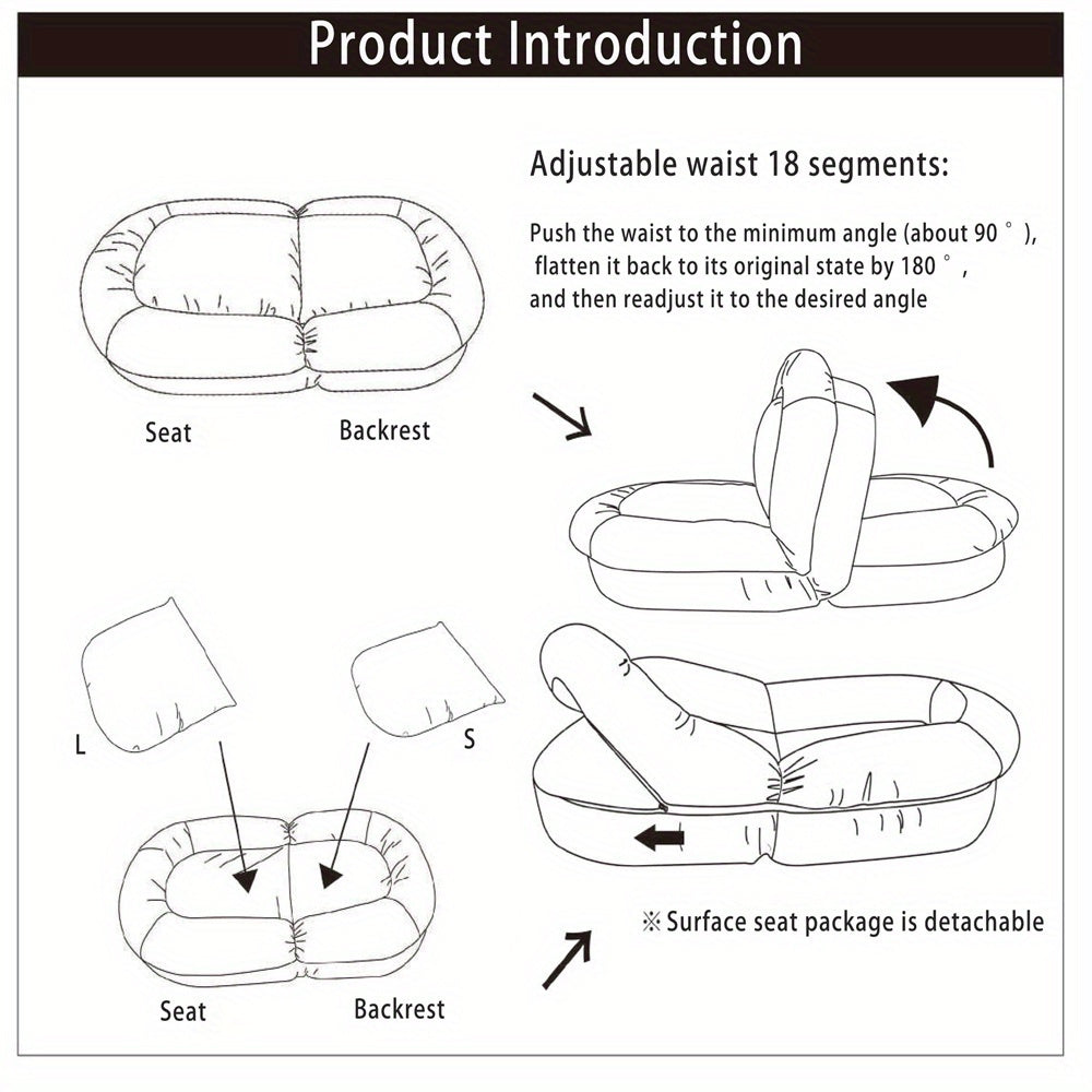 Ergonomic Tri-fold Sofa Bed Ultra Comfortable Adjustable Floor Chair With Soft Fabric, Perfect For Relaxing, Reading Or Napping, Space Saving Sofa Bed For Office Study Room Living Room Bedroom, Beige