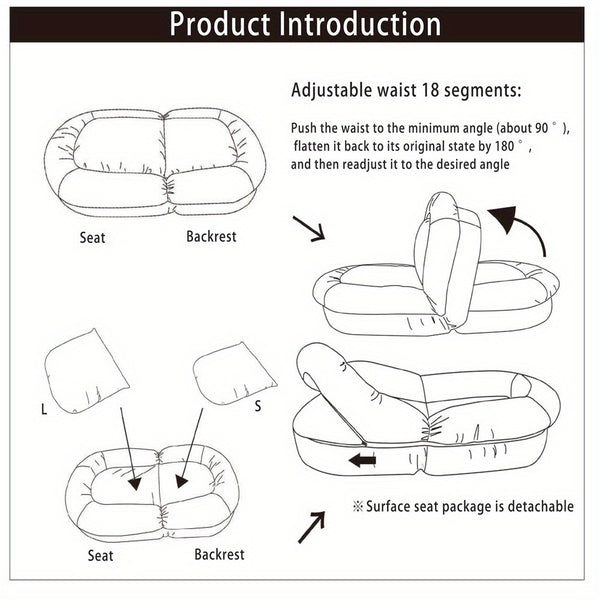 Ergonomic Tri-fold Sofa Bed Ultra Comfortable Adjustable Floor Chair With Soft Fabric, Perfect For Relaxing, Reading Or Napping, Space Saving Sofa Bed For Office Study Room Living Room Bedroom, Beige