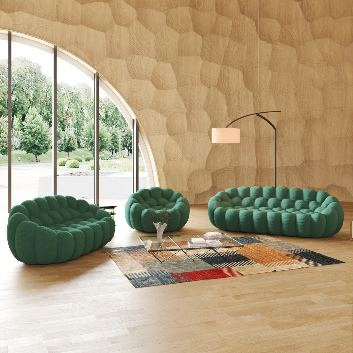 Modern Oversized Bean Bag Sofa with Ottoman - 3D Knitted Fabric, Orange, Football-Shaped Design, No Assembly Required, 700 lbs Load Capacity, Perfect for Contemporary Living Rooms, Sofa for Living Room