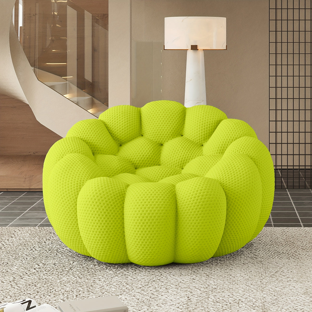 Comfy Upholstered Sofa, Mesh Fabric Floor Sofa, 3D Honeycomb Shape Modern Couch For Living Room, Office, Apartment