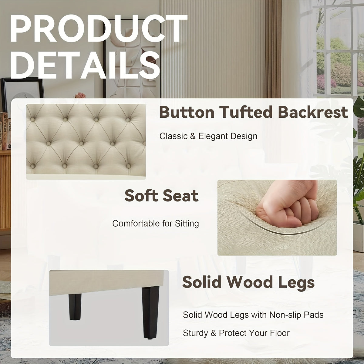 Modern Loveseat Sofa Modern Button-Tufted Upholstered Loveseat Sofa Mini Couch With Wood Legs For Dining Room Living Room Entryway