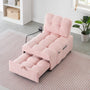 Convertible Pull-Out Sofa Bed With Phone Holder, Single Sofa Chair With Soft Teddy Velvet Fabric, Space-Saving Design, Easy Transform Into Bed For Small Spaces, Living Room, Bedroom, Office, Halloween Gift, Xmas Decor, Pink
