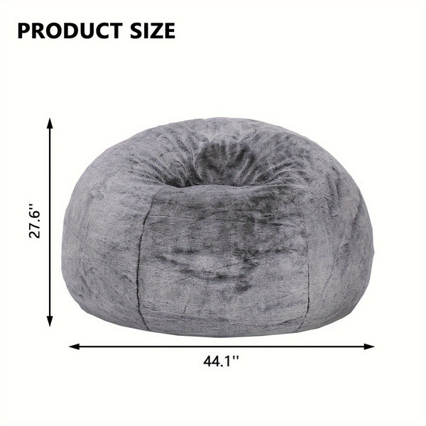 DKLGG Bean Bag Chair, Modern Round Bean Bag Sofa with Filler, Velvet Memory Foam Bean Bag, Giant Fluffy Lazy Sofa, Classic Imperial Lounger Bean Bag Chair for  Living Room, Bedrooms, Gray