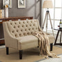 Modern Loveseat Sofa Modern Button-Tufted Upholstered Loveseat Sofa Mini Couch With Wood Legs For Dining Room Living Room Entryway