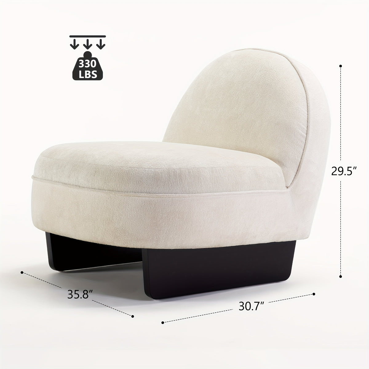 SOGES Armless Accent Chair, Modern Single Sofa With Solid Legs & Thick Cushion, Comfortable Side Chair For Living Room, Bedroom, Beige