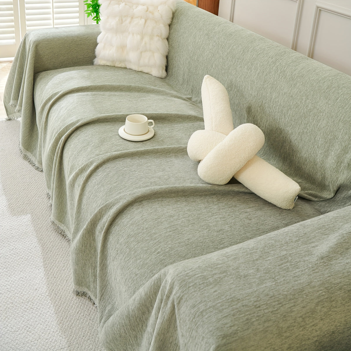 91 inch Widened Sofa Cover Chenille Couch Blanket Cover Protect from Scratch Machine Washable Furniture Protector
