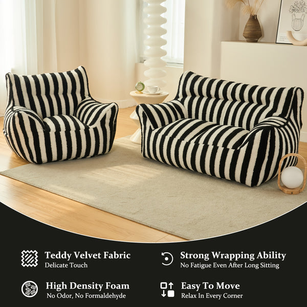 Giant Bean Bag Chairs For Adults With Filling Plush Fluffy Bean Bag Single Sofa And Loveseat With Armrest, Lounge Lazy Floor BeanBag Chair, Cozy Fluffy Couch For Living Room, Bedroom & Dorm