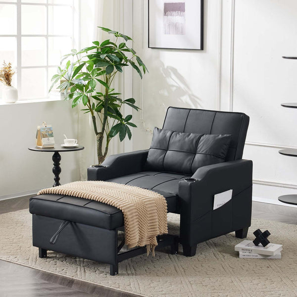 LEADZM 3-in-1 Modern Sleeper Sofa | Single | Sofa Bed Convertible | Living Room | Modern