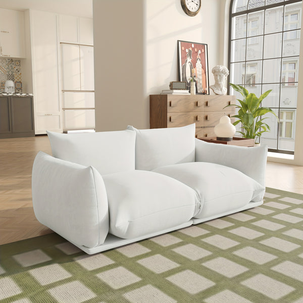 Modern Chenille Loveseat Mid-Century Modern Chenille Loveseat | Upholstered Beige Sofa for Living Room, Apartment, Office