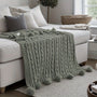 Ball Knitted Blanket Super Soft And Comfortable Chenille Knitted Thick Blanket with Fourteen Plush Ball Decorations Sofa Bed Warm And Thick 50X60 Inches 2.2 Pounds