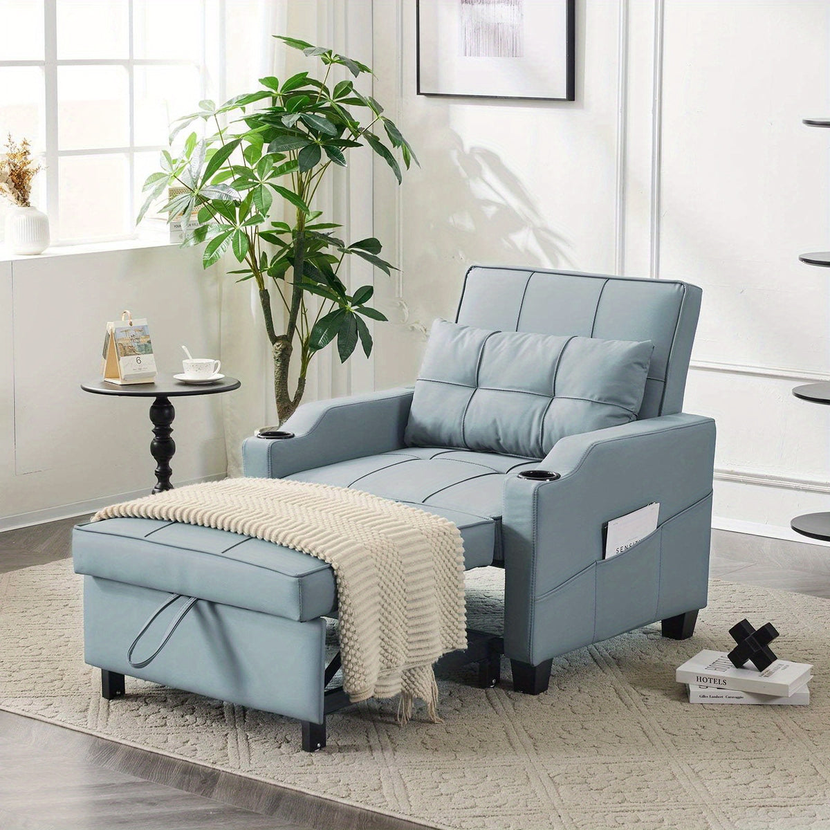 LEADZM 3-in-1 Modern Sleeper Sofa | Single | Sofa Bed Convertible | Living Room | Modern