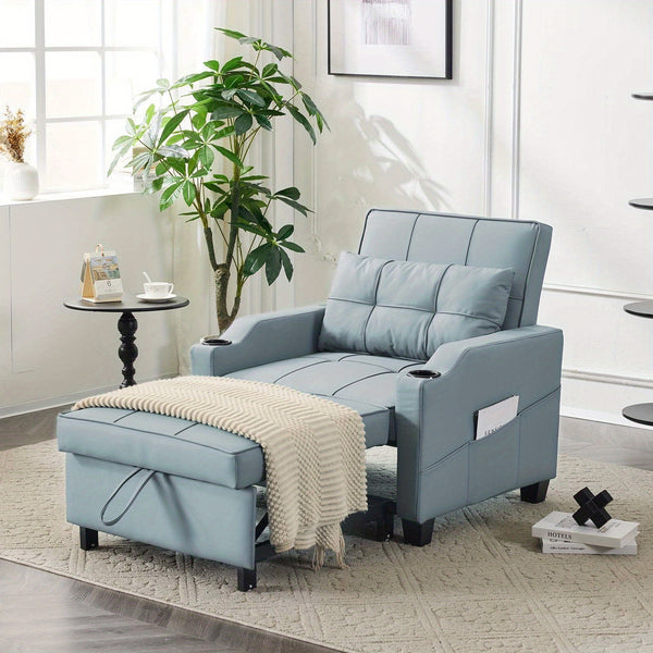 LEADZM 3-in-1 Modern Sleeper Sofa | Single | Sofa Bed Convertible | Living Room | Modern