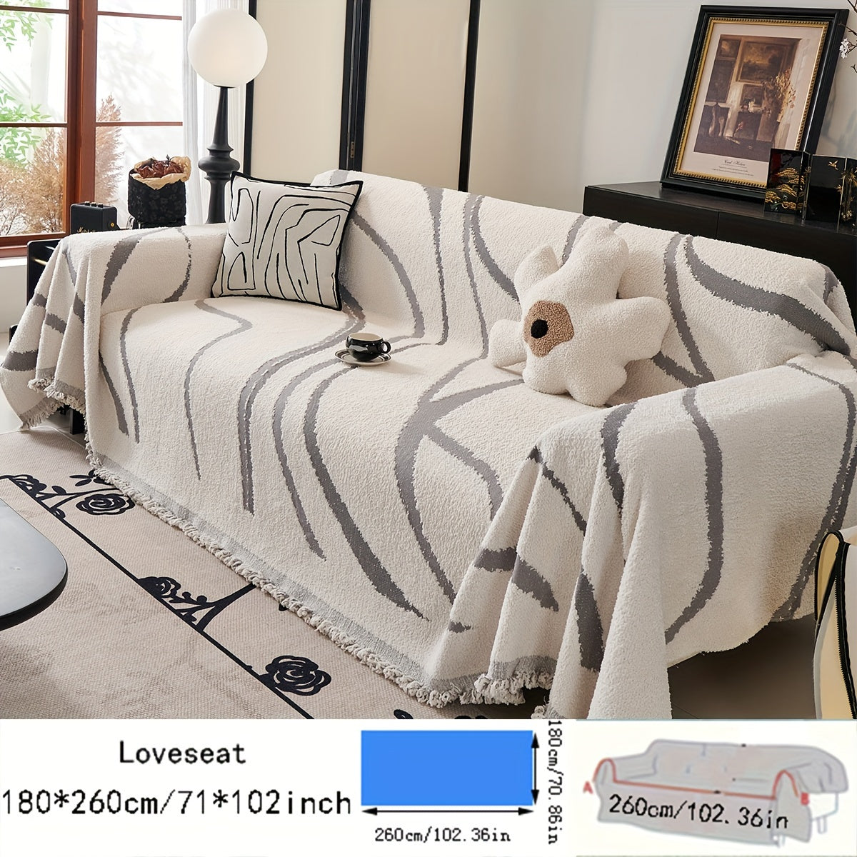 One Piece of Thickened Polar Velvet Sofa Towel, Suitable for All Seasons, Pet Friendly, Anti-Cat Scratch, Dust Protection, Cushion Cover, Can Be Used as Office Resting Blanket, Nap Blanket, Shawl, Suitable for Kitchen and Living Room Sofa Cover