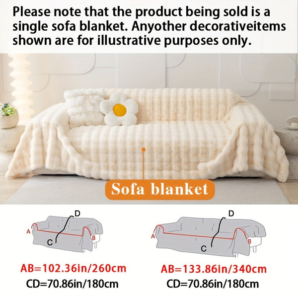1pc Imitation Rabbit Fur Sofa Cover, Thickened Winter Plush Sofa Towel, Sofa Blanket, Anti Dirt And Pet Scratch Sofa Slide Cover, Furniture Protection Cover, Bedroom, Office, Living Room, Home Decoration Local Warehouse