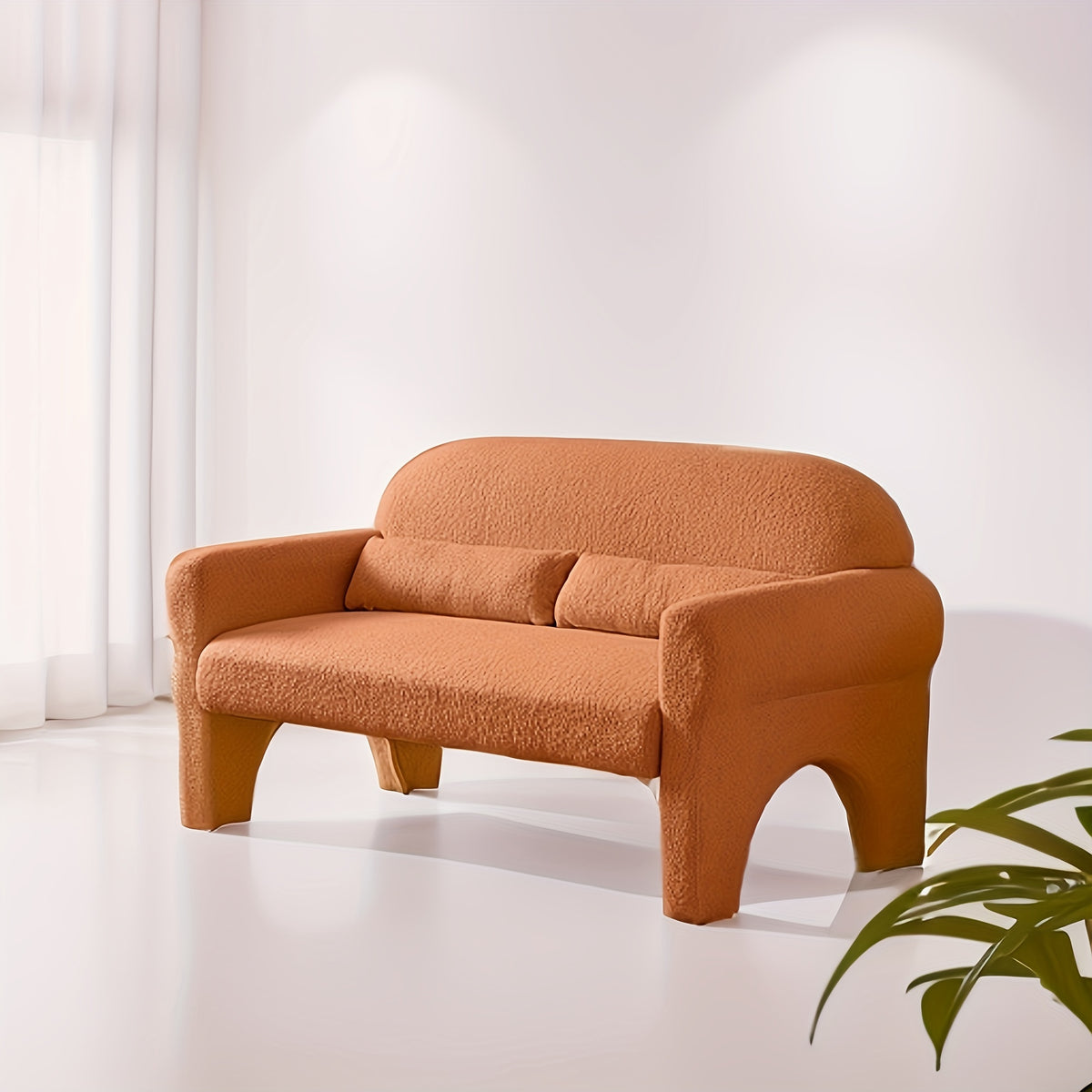 Modern Boucle Sofa Loveseat - Mustard-Yellow (Lambs -like) Boucle Upholstery, Plush Cushioned Engineered Wood Frame, Compact Small-Space Couch with Lumbar, Easy Assembly for Apartments, Studios & Scandinavian\u002FModern Decor