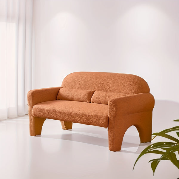 Modern Boucle Sofa Loveseat - Mustard-Yellow (Lambs -like) Boucle Upholstery, Plush Cushioned Engineered Wood Frame, Compact Small-Space Couch with Lumbar, Easy Assembly for Apartments, Studios & Scandinavian\u002FModern Decor