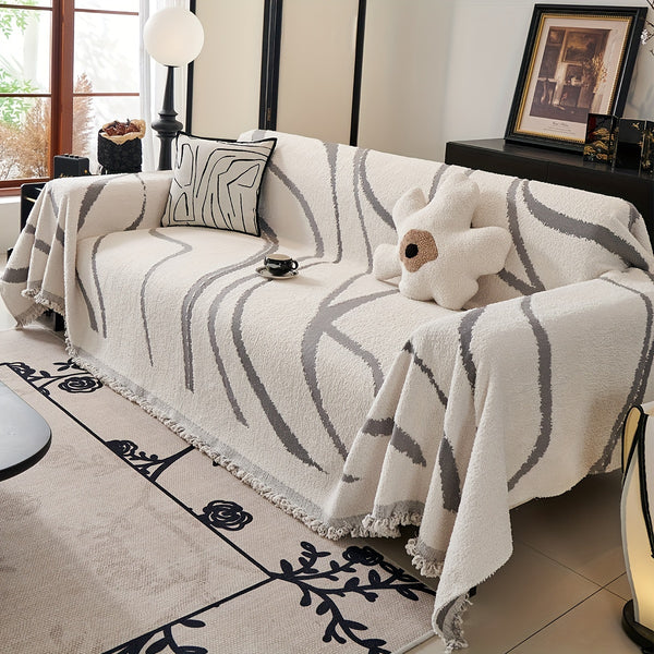 One Piece of Thickened Polar Velvet Sofa Towel, Suitable for All Seasons, Pet Friendly, Anti-Cat Scratch, Dust Protection, Cushion Cover, Can Be Used as Office Resting Blanket, Nap Blanket, Shawl, Suitable for Kitchen and Living Room Sofa Cover