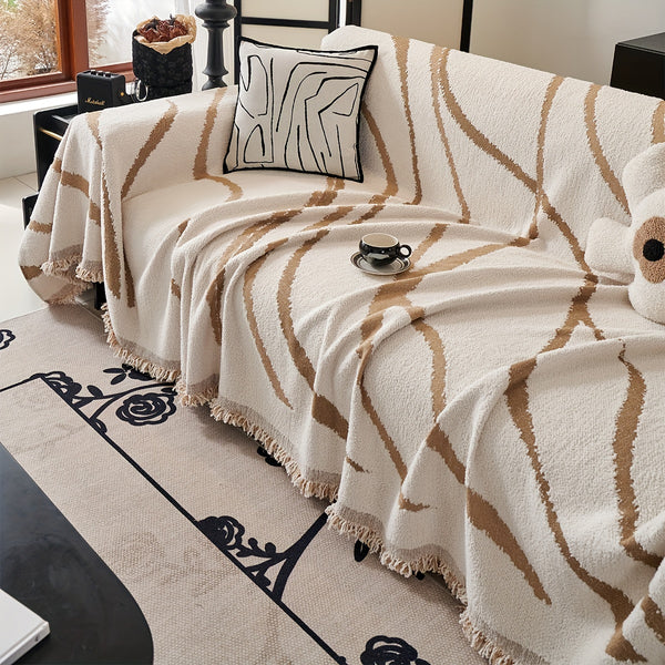 One Piece of Thickened Polar Velvet Sofa Towel, Suitable for All Seasons, Pet Friendly, Anti-Cat Scratch, Dust Protection, Cushion Cover, Can Be Used as Office Resting Blanket, Nap Blanket, Shawl, Suitable for Kitchen and Living Room Sofa Cover