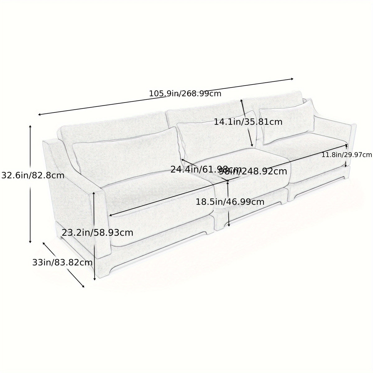 The Three-piece Suede Sofa Bed Is Equipped with Ergonomically Designed Lumbar Support Cushions And Deep Seating, Suitable for Living Rooms, Guest Rooms, And Apartments.