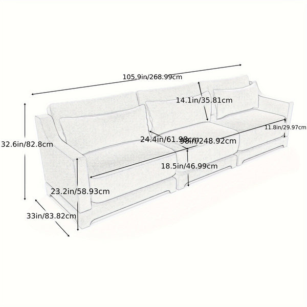 The Three-piece Suede Sofa Bed Is Equipped with Ergonomically Designed Lumbar Support Cushions And Deep Seating, Suitable for Living Rooms, Guest Rooms, And Apartments.