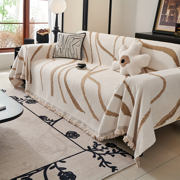 One Piece of Thickened Polar Velvet Sofa Towel, Suitable for All Seasons, Pet Friendly, Anti-Cat Scratch, Dust Protection, Cushion Cover, Can Be Used as Office Resting Blanket, Nap Blanket, Shawl, Suitable for Kitchen and Living Room Sofa Cover
