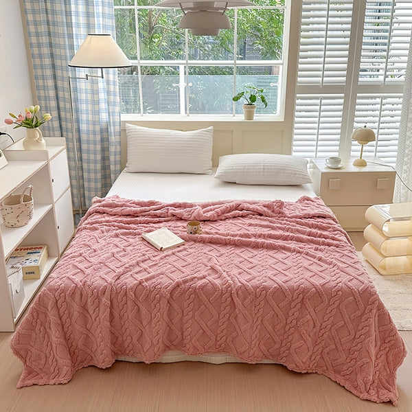 1pc Extra Thick Plush Fleece Blanket - Ultra Soft Luxury Bedspread\u002FThrow - All-Season Couch, Bed, Travel - Beige, Brown, Gray, Blue, Green, Pink, Black, White, - Elegant Home Decor in Neutral Tones - Cozy Warmth for Modern Interiors - Lamb Fleece wit