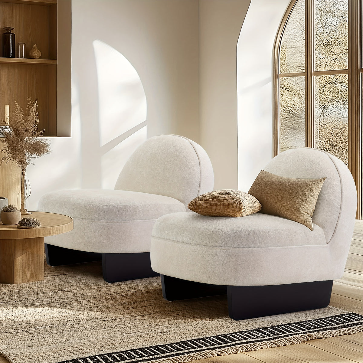 SOGES Armless Accent Chair, Modern Single Sofa With Solid Legs & Thick Cushion, Comfortable Side Chair For Living Room, Bedroom, Beige