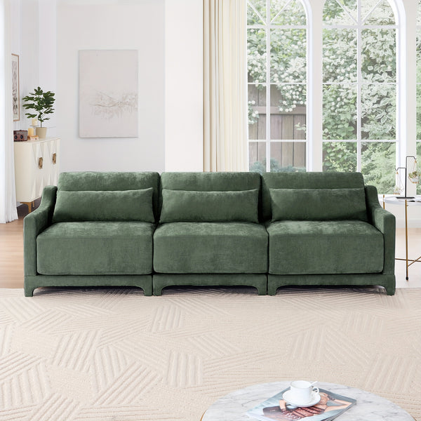 The Three-piece Suede Sofa Bed Is Equipped with Ergonomically Designed Lumbar Support Cushions And Deep Seating, Suitable for Living Rooms, Guest Rooms, And Apartments.