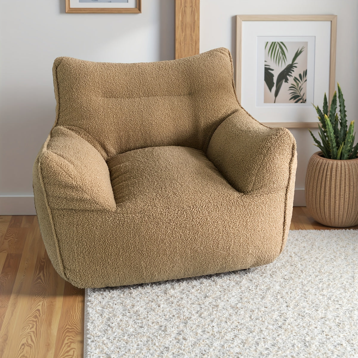 Giant Bean Bag Chairs For Adults With Filling Plush Fluffy Bean Bag Single Sofa And Loveseat With Armrest, Lounge Lazy Floor BeanBag Chair, Cozy Fluffy Couch For Living Room, Bedroom & Dorm