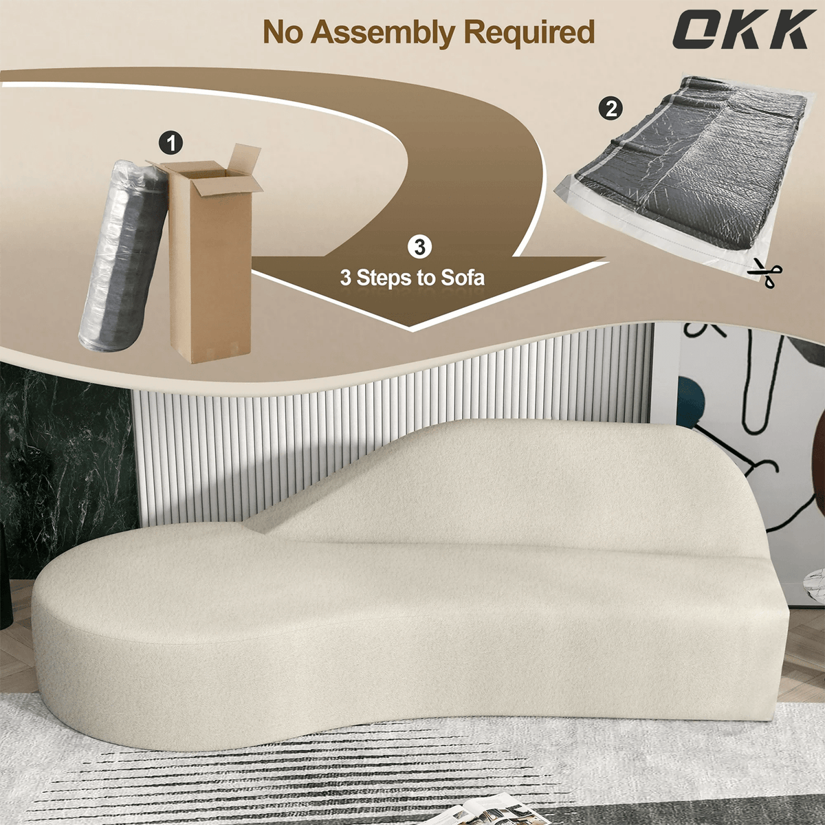 Modern Curved Sectional Sofa - Plush Cream Luxury Couch, Extra Comfort Large Loveseat with Storage, Minimalist Design for Small Space, Living Room, Apartment, and Home Theater