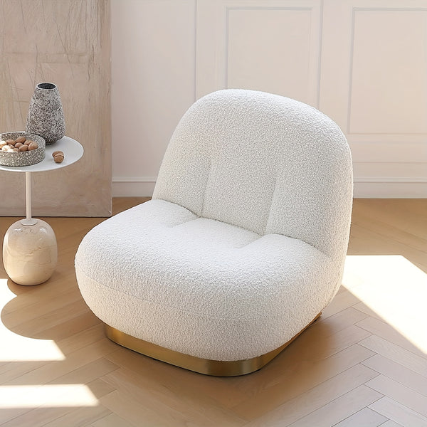 Modern Style Single Sofa Chair, 360-Degree Rotating Leisure Sofa with Metal Base, Suitable for Bedroom, Living Room, Apartment Reading Sofa