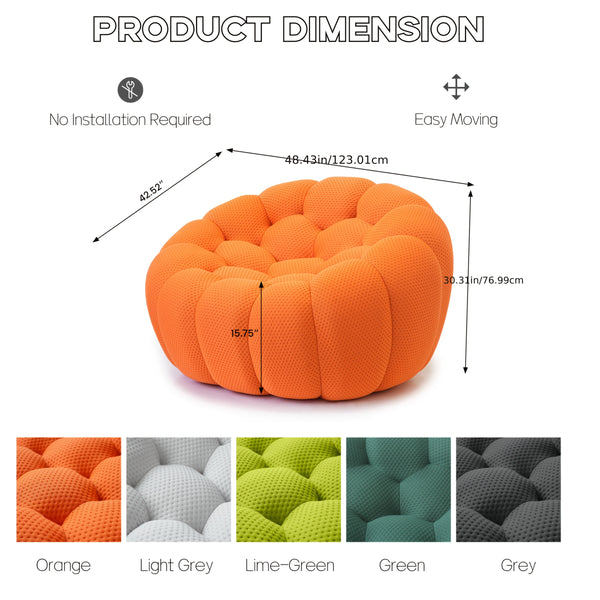 Comfy Upholstered Sofa, Mesh Fabric Floor Sofa, 3D Honeycomb Shape Modern Couch For Living Room, Office, Apartment
