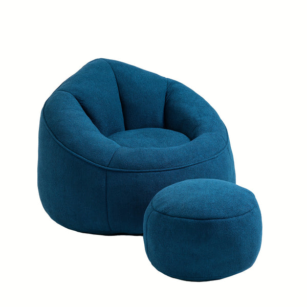 Bean Bag Chair With Ottoman, Comfy Bean Bag Sofa Chair, High Pressure Foam Lazy Sofa, Modern Accent BeanBag Chairs For Living Room, Bedroom