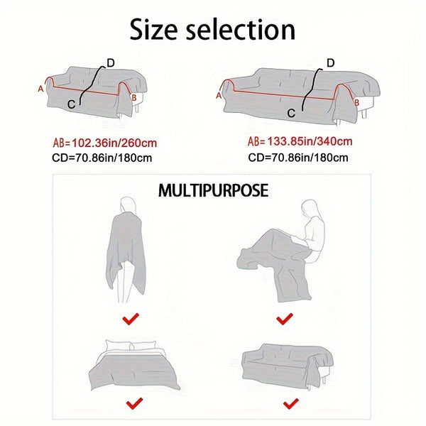 1pc Imitation Rabbit Fur Sofa Cover, Thickened Winter Plush Sofa Towel, Sofa Blanket, Anti Dirt And Pet Scratch Sofa Slide Cover, Furniture Protection Cover, Bedroom, Office, Living Room, Home Decoration Local Warehouse