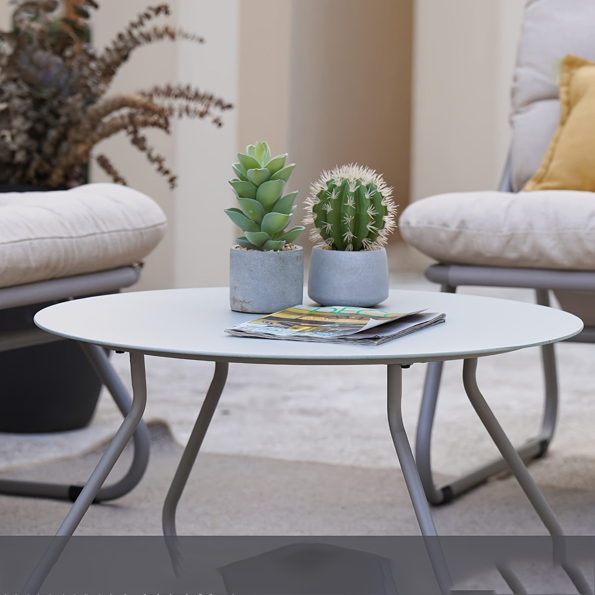 4pcs Outdoor Patio Furniture Set with Removable Cushions & Coffee Table - Heavy-Duty Metal Frame, All-Weather Grey Sectional Sofa with Loveseat, 2 Armchairs & Coffee Table, Garden Furniture, Patio Furniture Outdoor