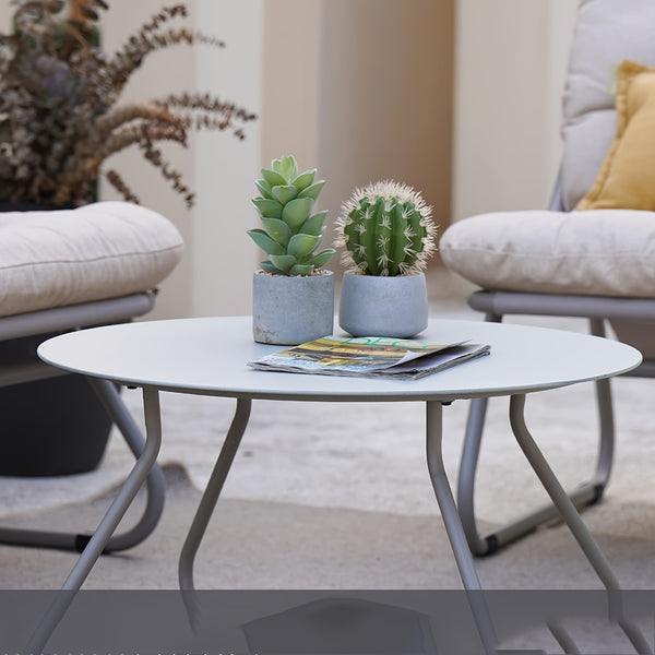 4pcs Outdoor Patio Furniture Set with Removable Cushions & Coffee Table - Heavy-Duty Metal Frame, All-Weather Grey Sectional Sofa with Loveseat, 2 Armchairs & Coffee Table, Garden Furniture, Patio Furniture Outdoor