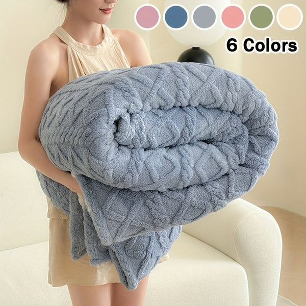 1pc Extra Thick Plush Fleece Blanket - Ultra Soft Luxury Bedspread\u002FThrow - All-Season Couch, Bed, Travel - Beige, Brown, Gray, Blue, Green, Pink, Black, White, - Elegant Home Decor in Neutral Tones - Cozy Warmth for Modern Interiors - Lamb Fleece wit
